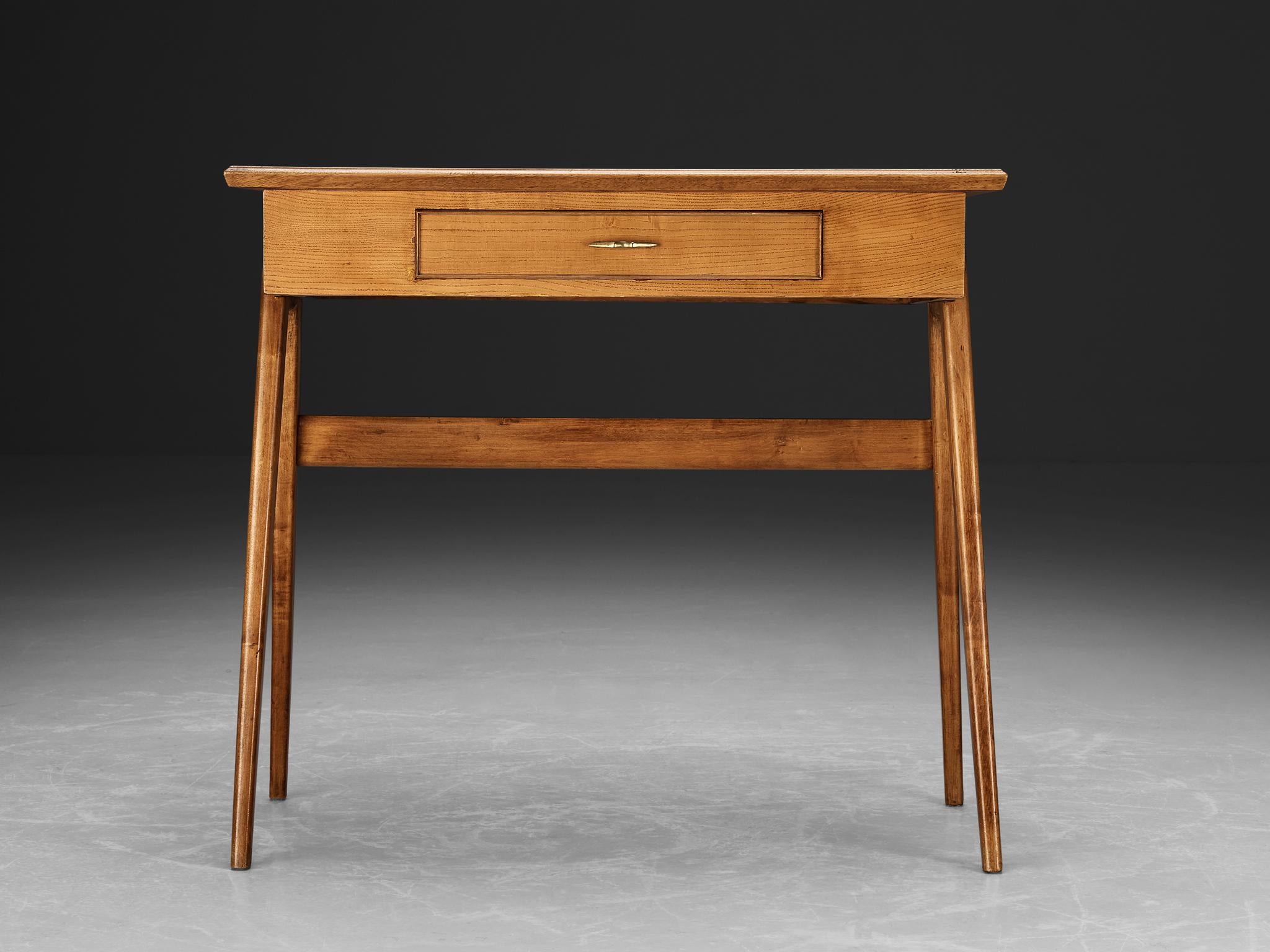 1950s Elegant Italian Small Desk in Ash and Walnut