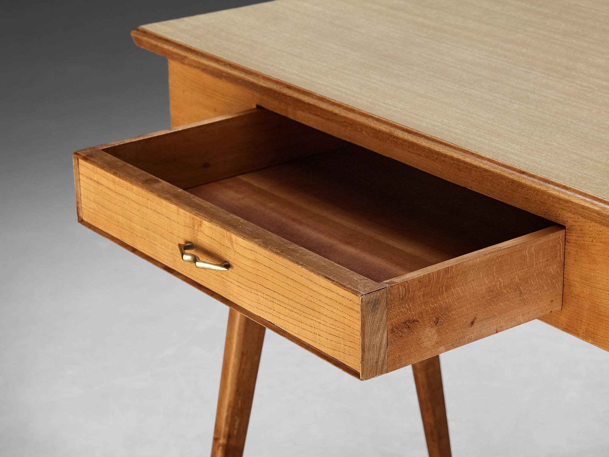 1950s Elegant Italian Small Desk in Ash and Walnut