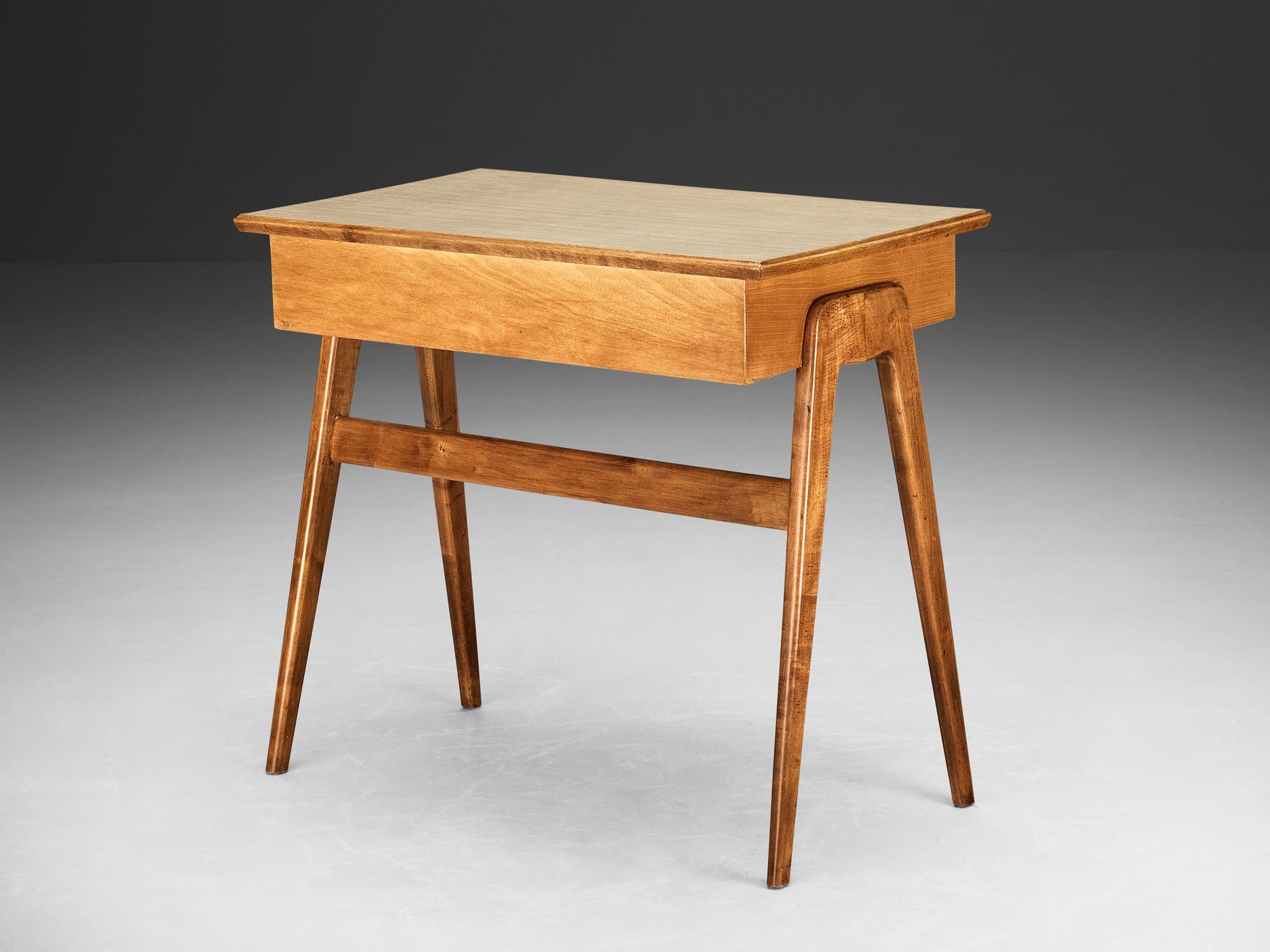 1950s Elegant Italian Small Desk in Ash and Walnut