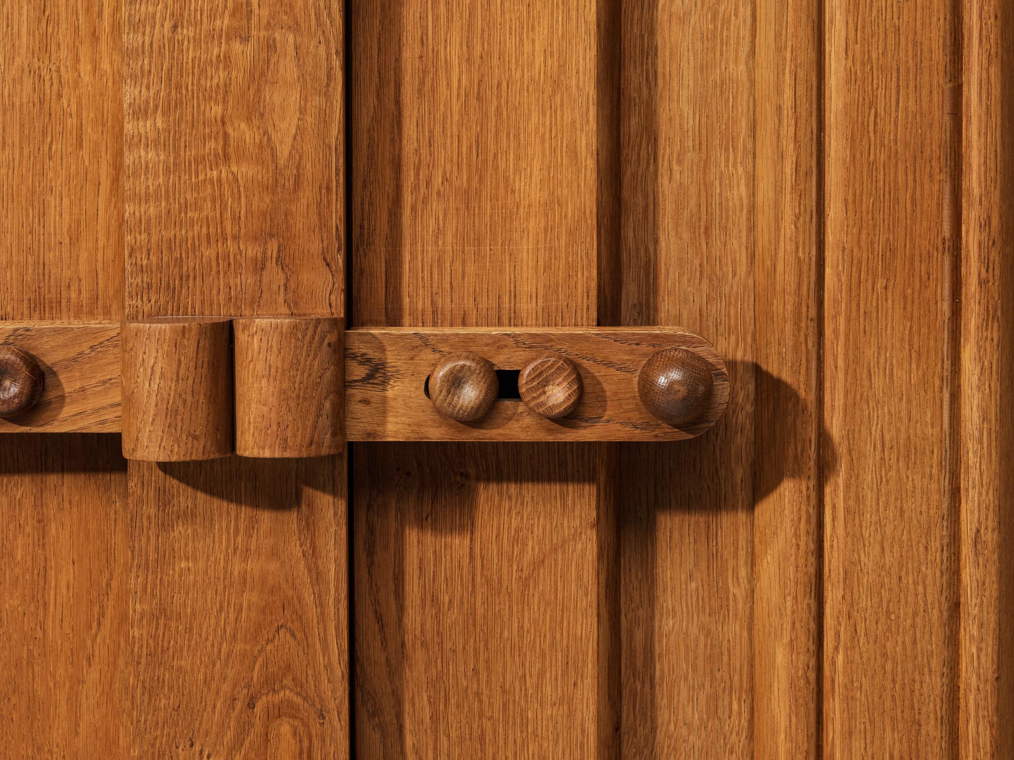 Guillerme & Chambron Highboard with Graphical Doors in Solid Oak