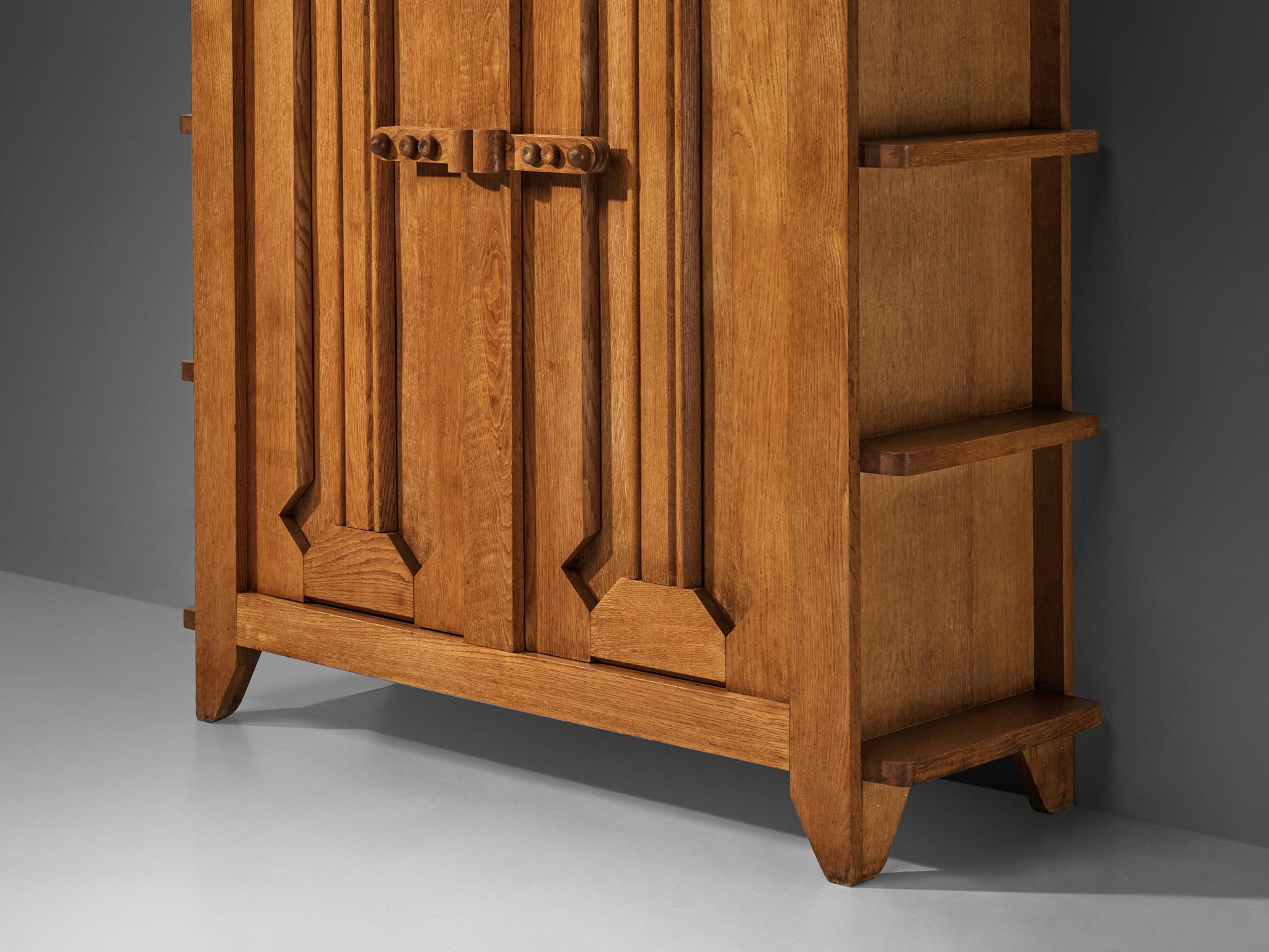 Guillerme & Chambron Highboard with Graphical Doors in Solid Oak