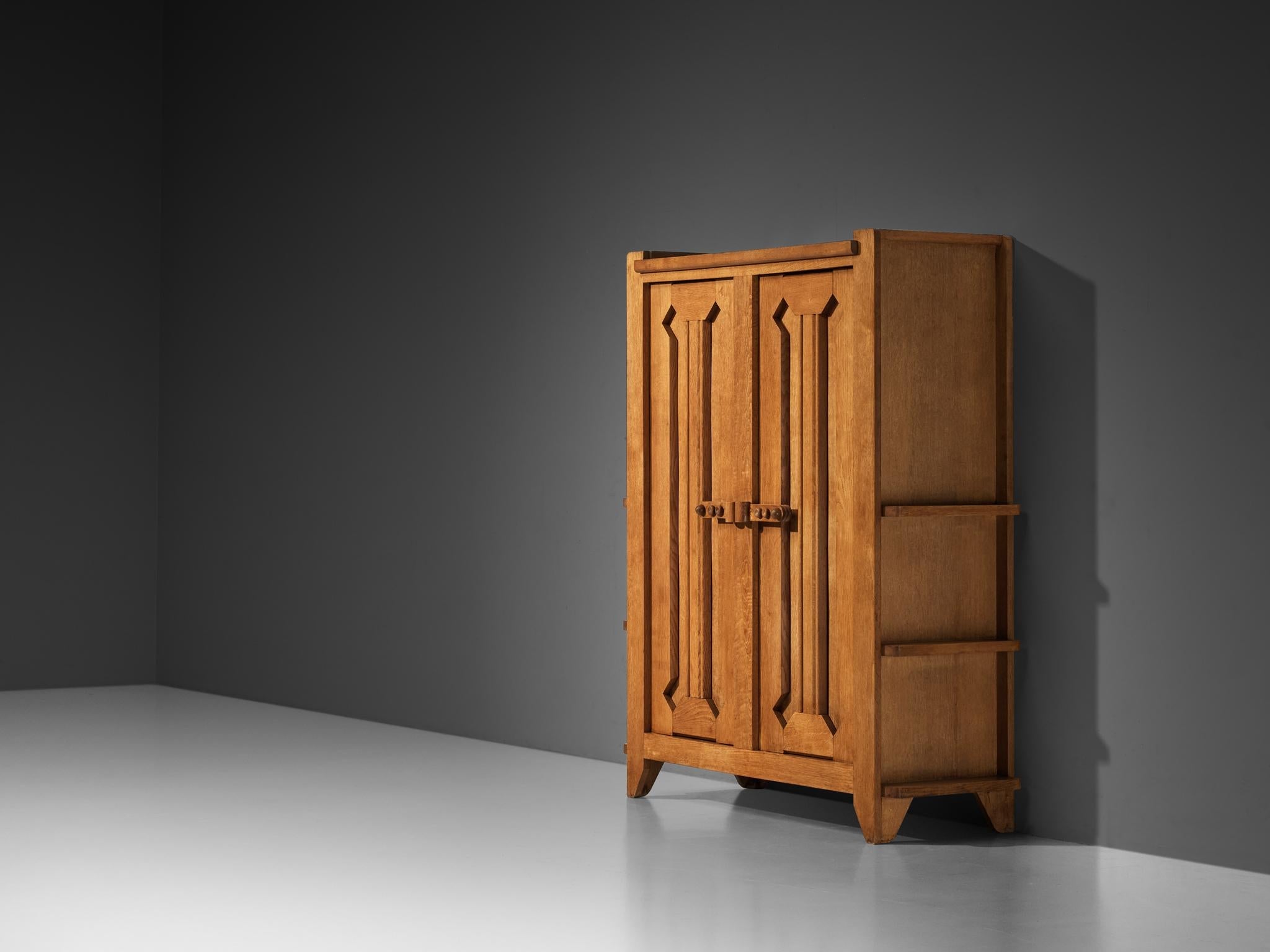 Guillerme & Chambron Highboard with Graphical Doors in Solid Oak