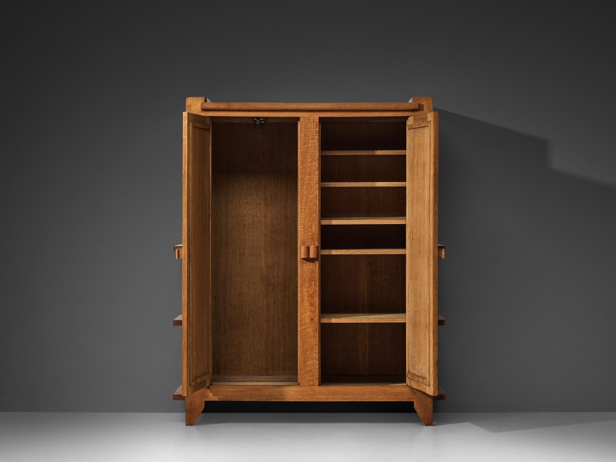 Guillerme & Chambron Highboard with Graphical Doors in Solid Oak