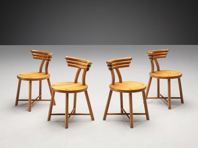 Set of Four Modern Dining Chairs With Round Backrests