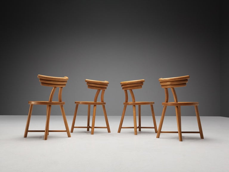 Set of Four Modern Dining Chairs With Round Backrests