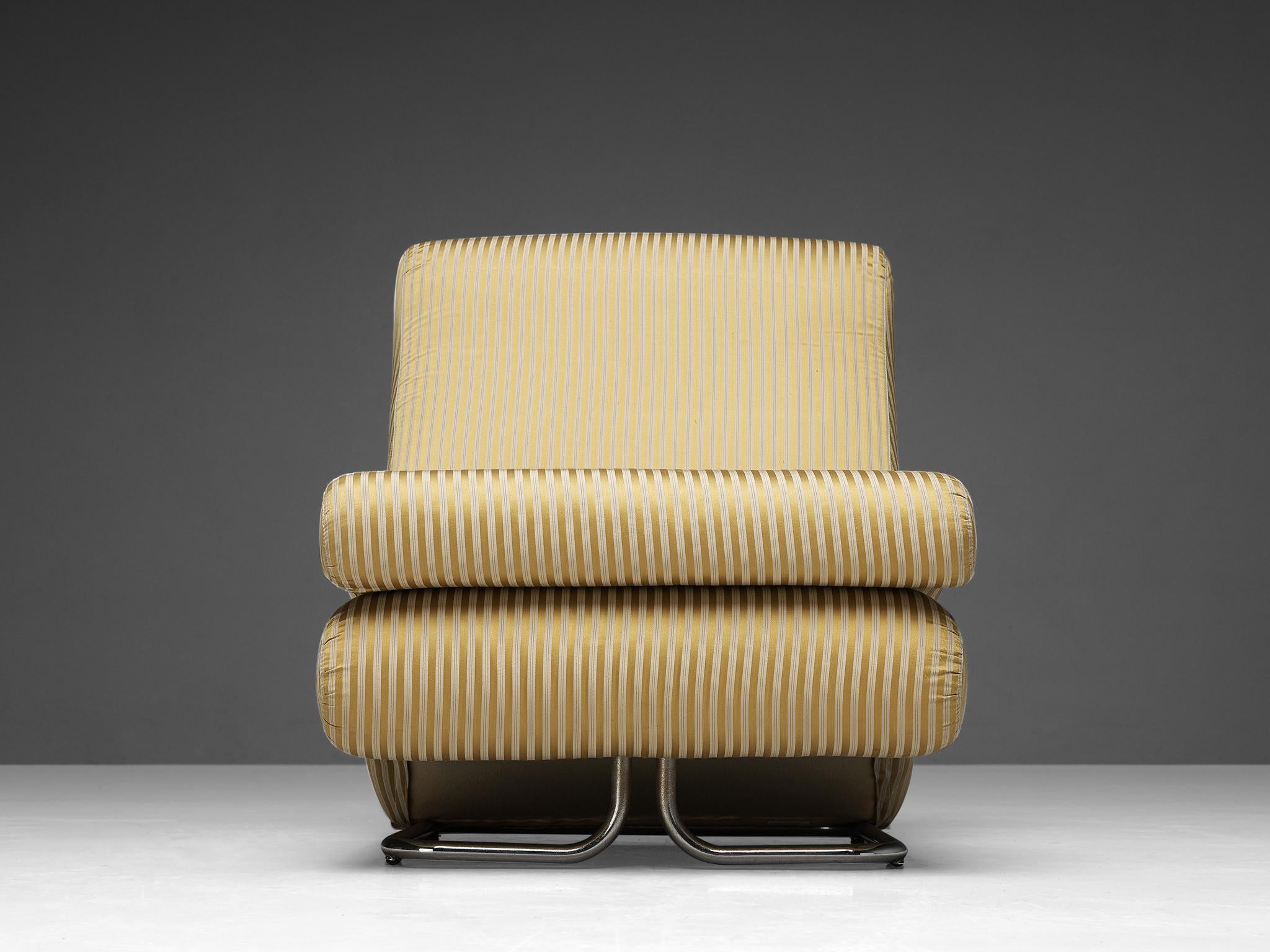 Vittorio Varo for I.P.E. 'Cigno' Lounge Chair in Striped Upholstery