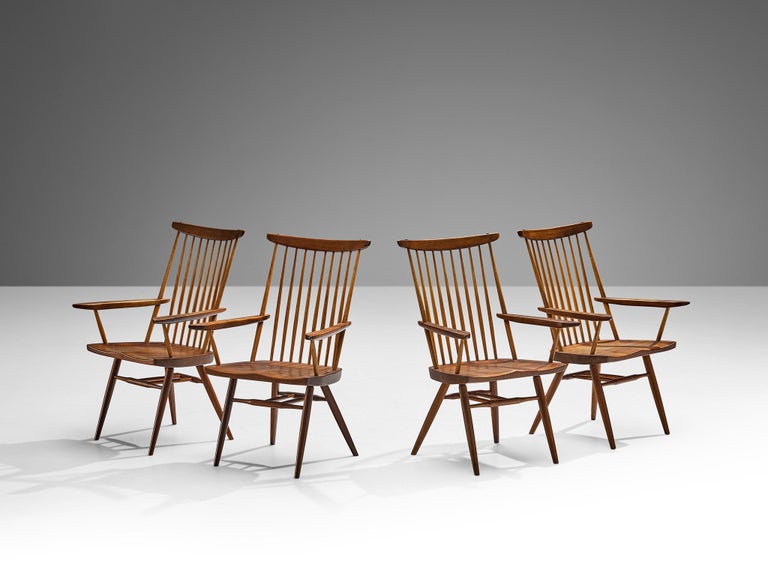 George Nakashima 'New' Armchairs in Walnut and Hickory