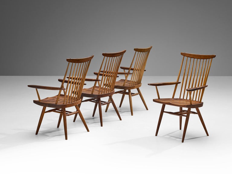 George Nakashima 'New' Armchairs in Walnut and Hickory