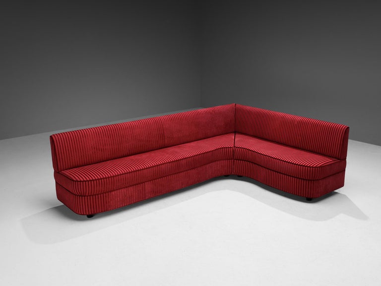 Italian Corner Sofa in Red Upholstery