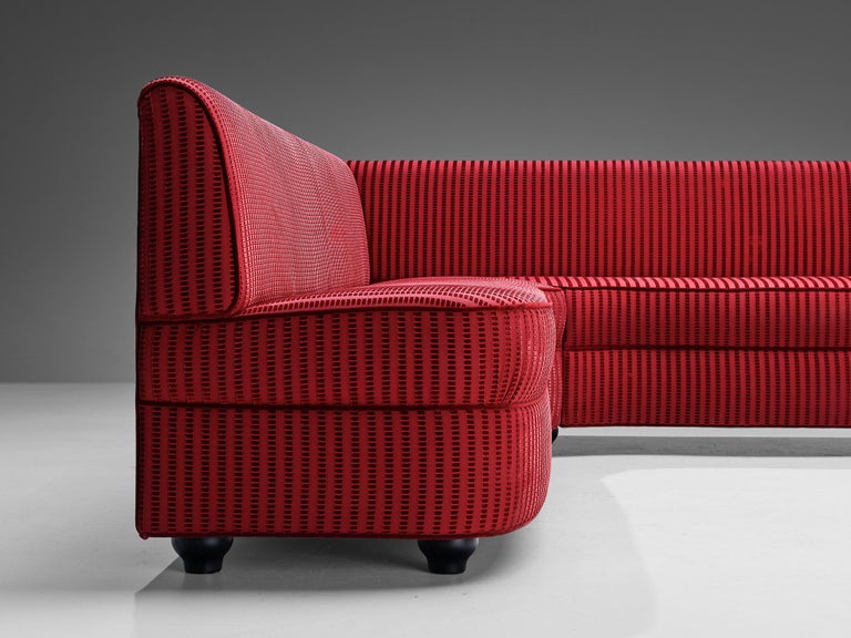 Italian Corner Sofa in Red Upholstery