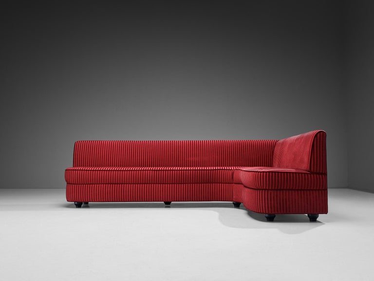 Italian Corner Sofa in Red Upholstery