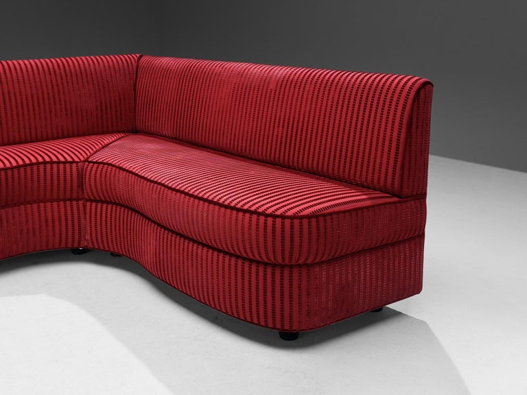 Italian Corner Sofa in Red Upholstery