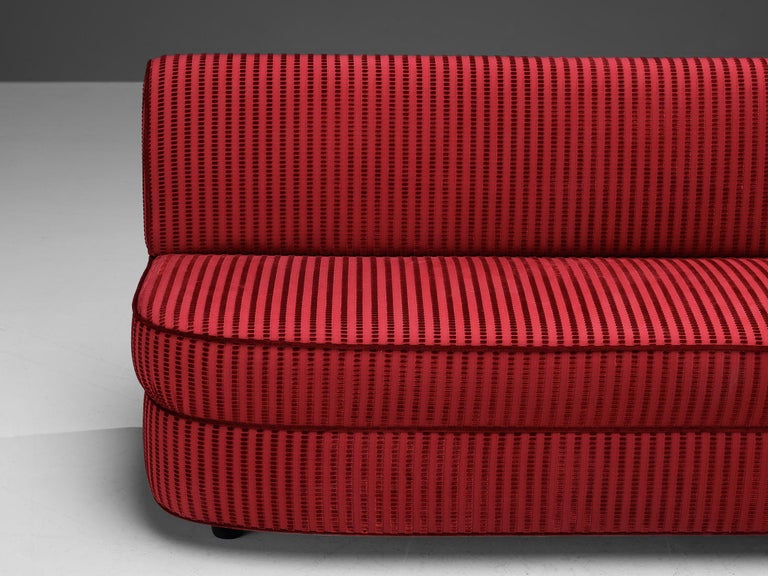 Italian Corner Sofa in Red Upholstery