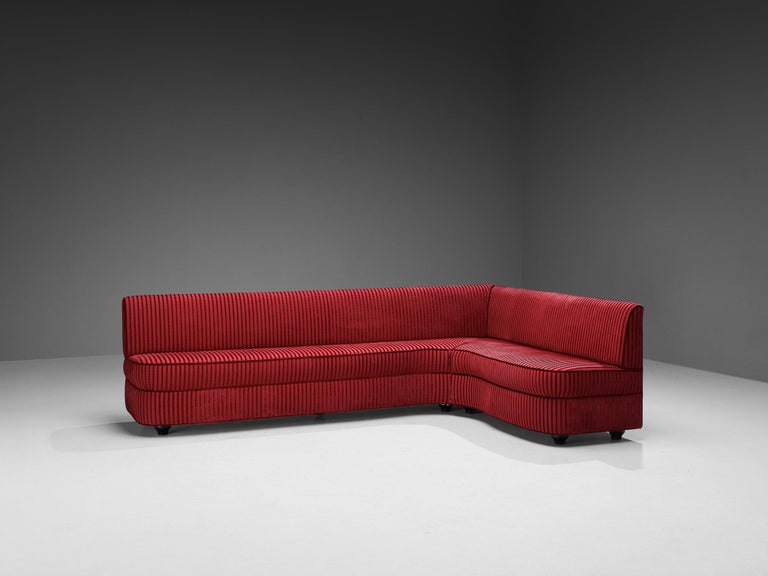 Italian Corner Sofa in Red Upholstery