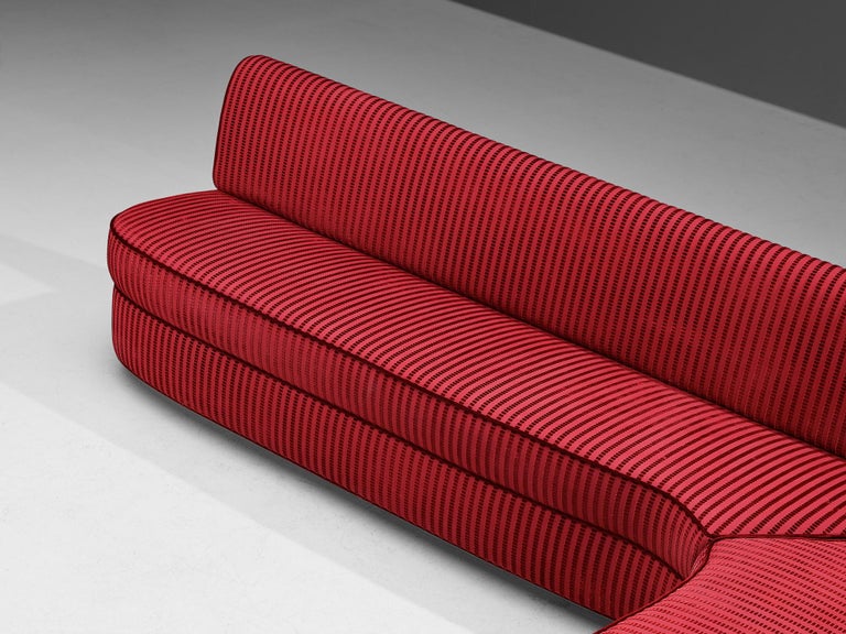 Italian Corner Sofa in Red Upholstery