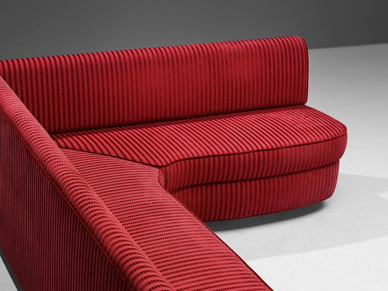 Italian Corner Sofa in Red Upholstery