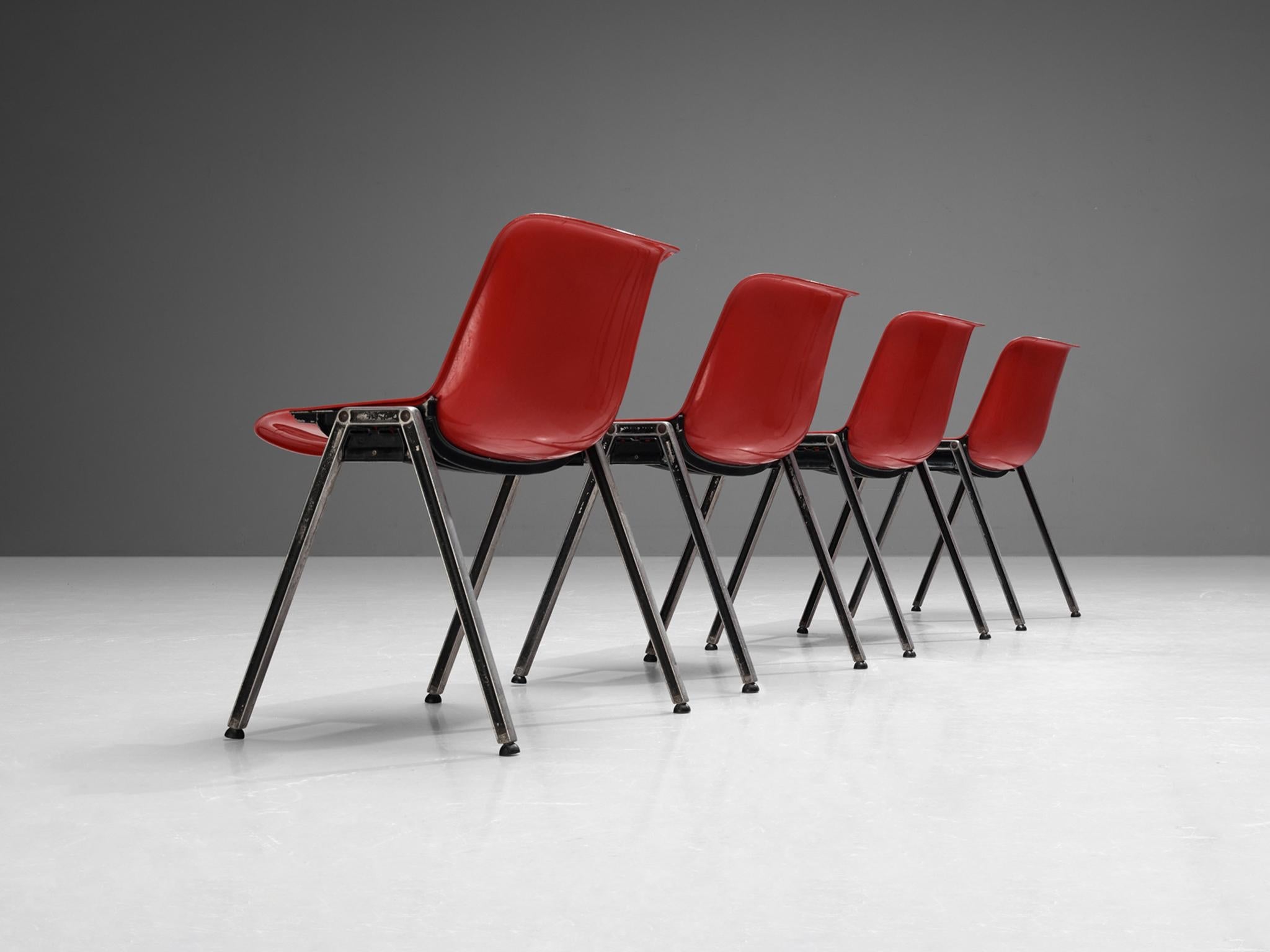 Centro Progetti Tecno Stackable ‘Modus’ Chairs in Red