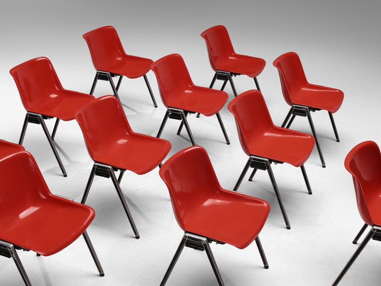 Centro Progetti Tecno Stackable ‘Modus’ Chairs in Red