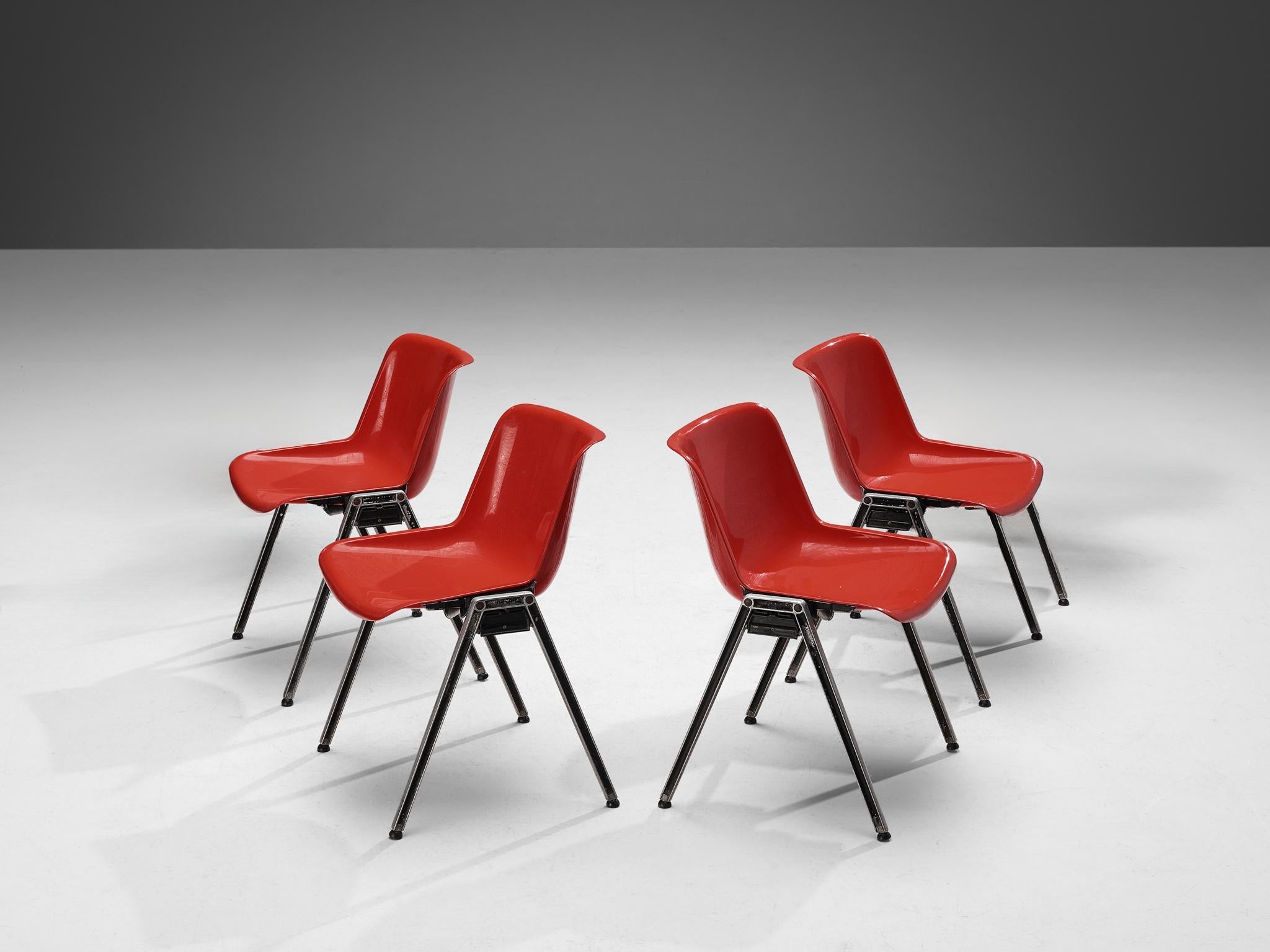 Centro Progetti Tecno Stackable ‘Modus’ Chairs in Red