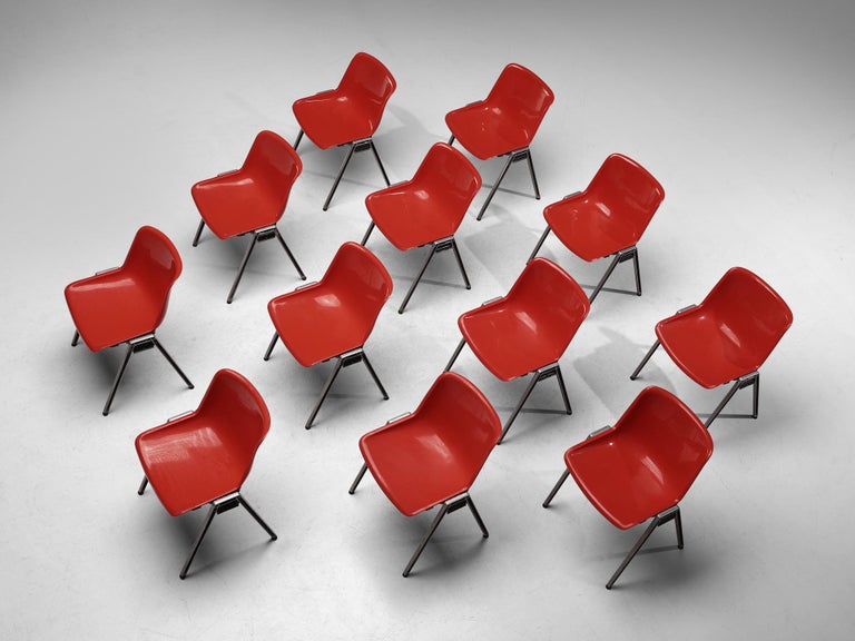 Centro Progetti Tecno Stackable ‘Modus’ Chairs in Red