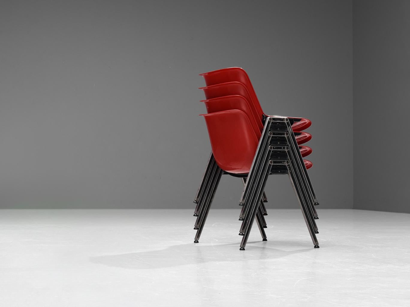 Centro Progetti Tecno Stackable ‘Modus’ Chairs in Red