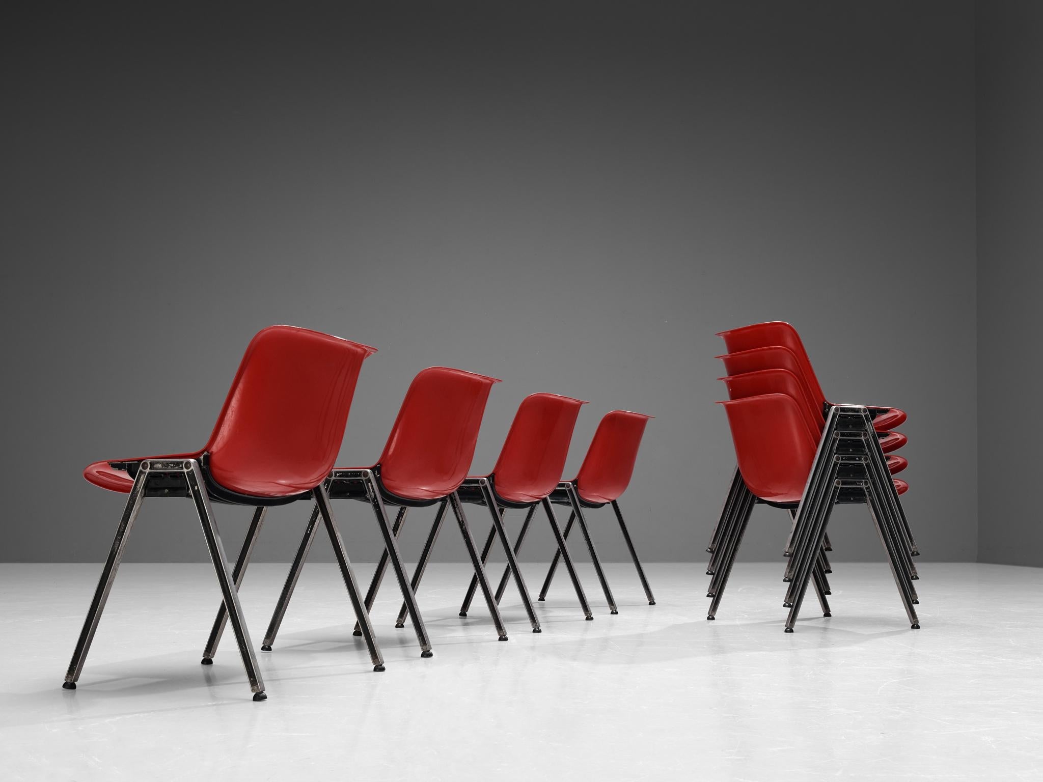 Centro Progetti Tecno Stackable ‘Modus’ Chairs in Red