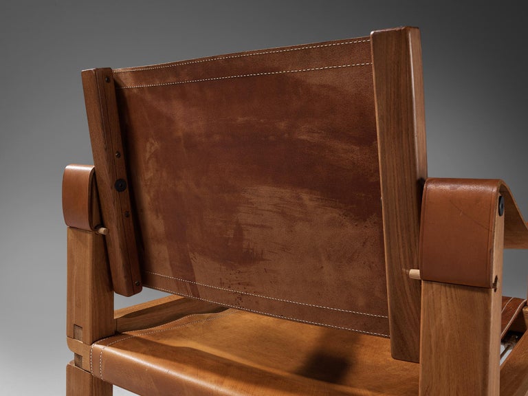 Early Pierre Chapo 'S10X' Armchair in Cognac Leather and Elm