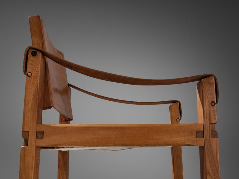 Early Pierre Chapo 'S10X' Armchair in Cognac Leather and Elm