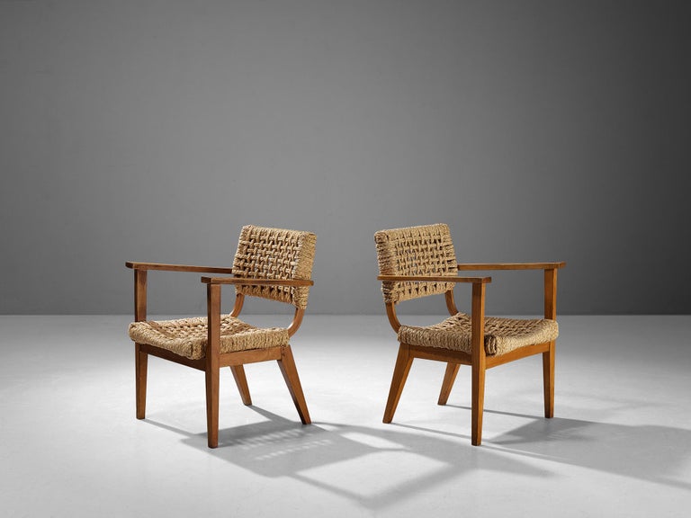 Adrien Audoux and Frida Minet for Vibo Armchairs in Wood and Straw