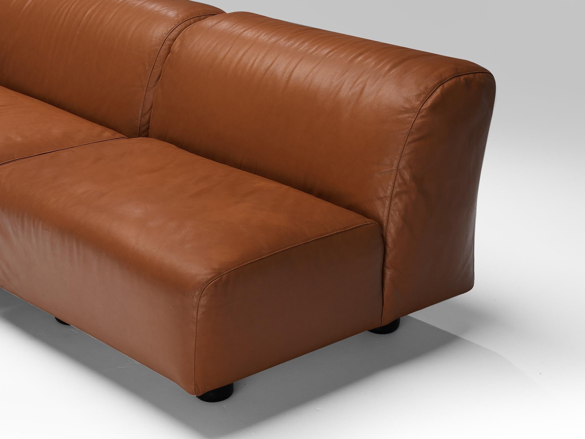 Vico Magistretti for Cassina 'Fiandra' Modular Sofa in Brown Leather