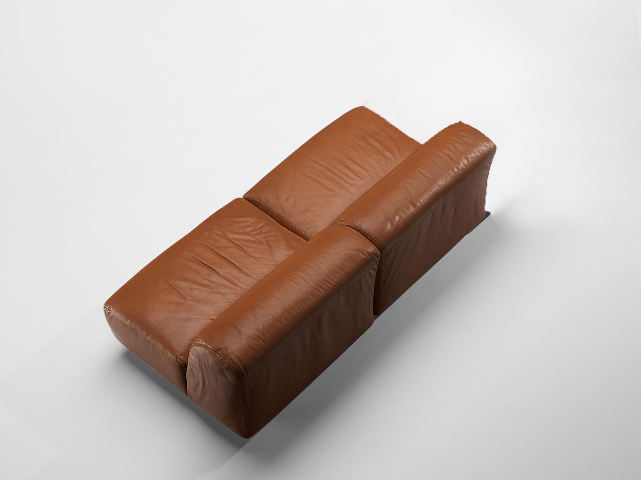 Vico Magistretti for Cassina 'Fiandra' Modular Sofa in Brown Leather