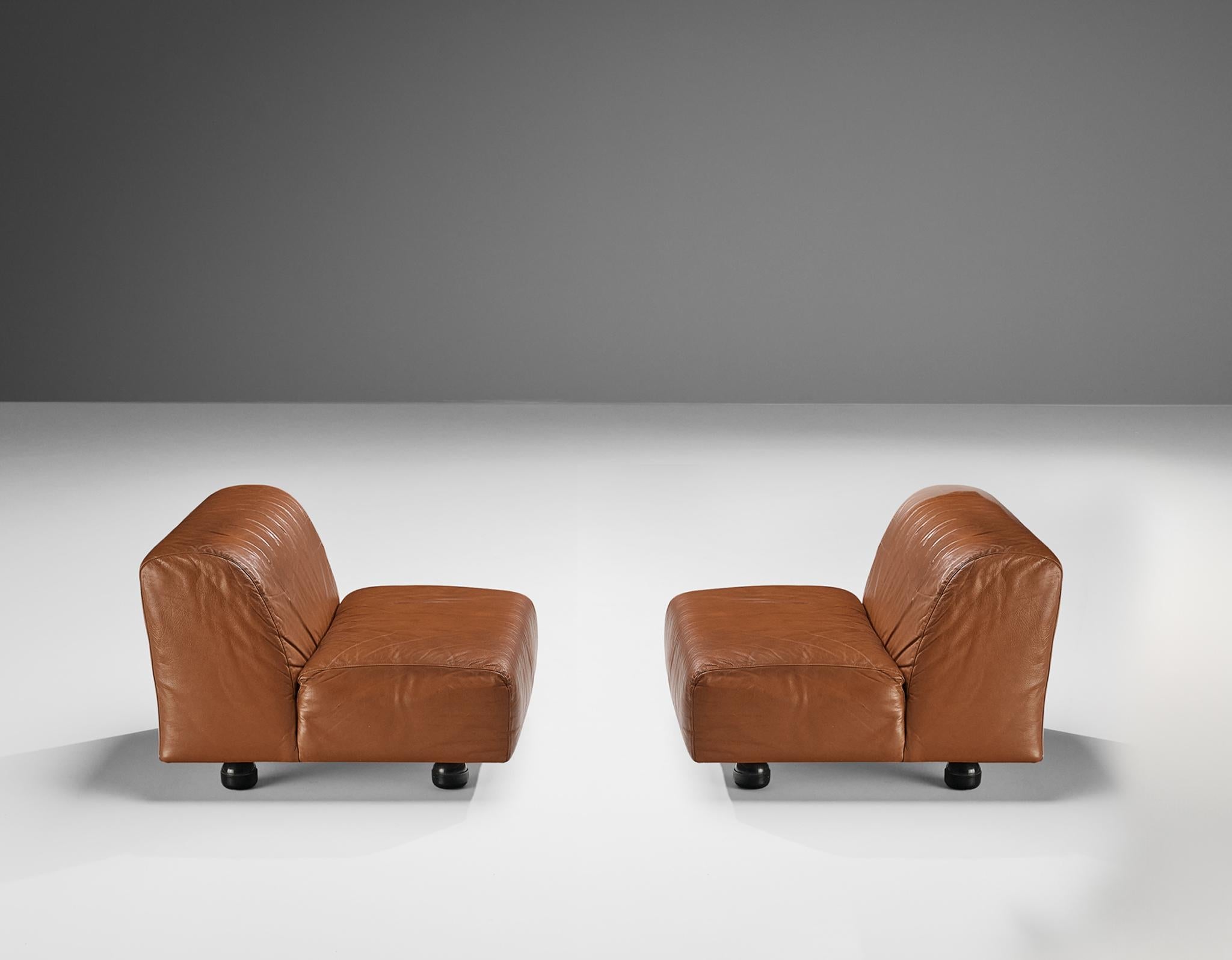 Vico Magistretti for Cassina 'Fiandra' Modular Sofa in Brown Leather