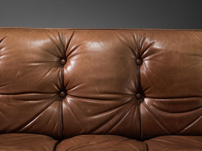 Johannes Spalt for Wittmann 'Constanze' Two-Seat Sofa in Cognac Brown Leather