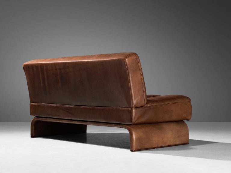 Johannes Spalt for Wittmann 'Constanze' Two-Seat Sofa in Cognac Brown Leather