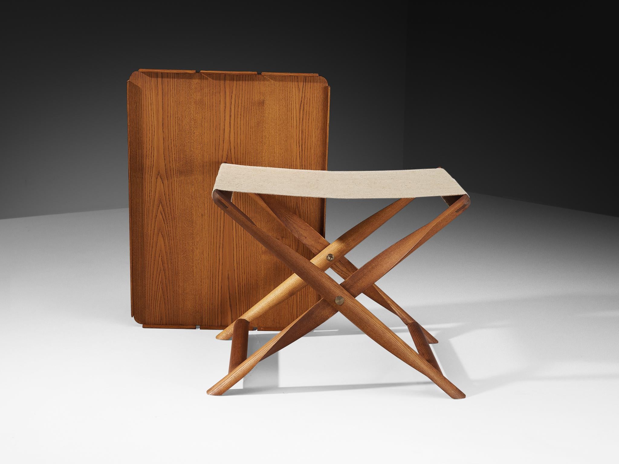 Kaare Klint for Rud. Rasmussens Snedkekier Folding Stool with Tray Table