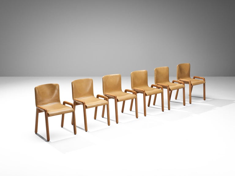 Guido Faleschini for I4 Mariani Set of Six 'Dilos' Dining Chairs in Leather