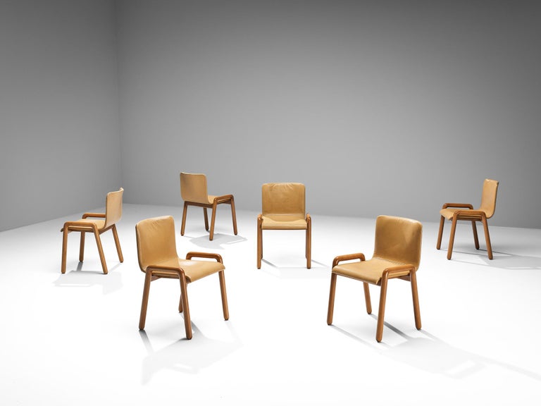 Guido Faleschini for I4 Mariani Set of Six 'Dilos' Dining Chairs in Leather