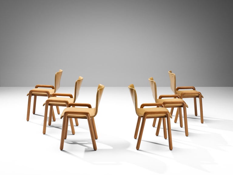 Guido Faleschini for I4 Mariani Set of Six 'Dilos' Dining Chairs in Leather