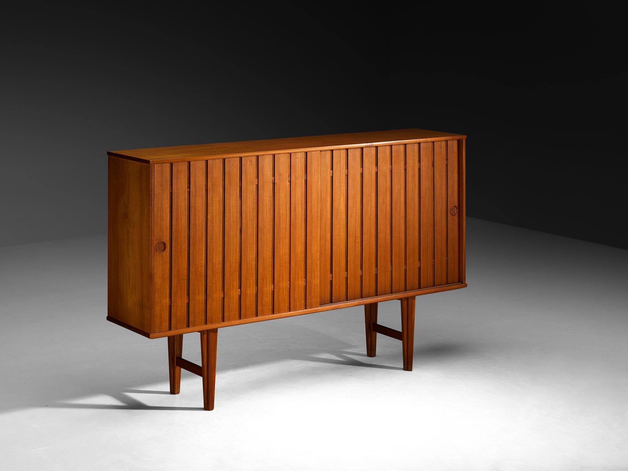 Scandinavian Sideboard With Slatted Doors in Teak