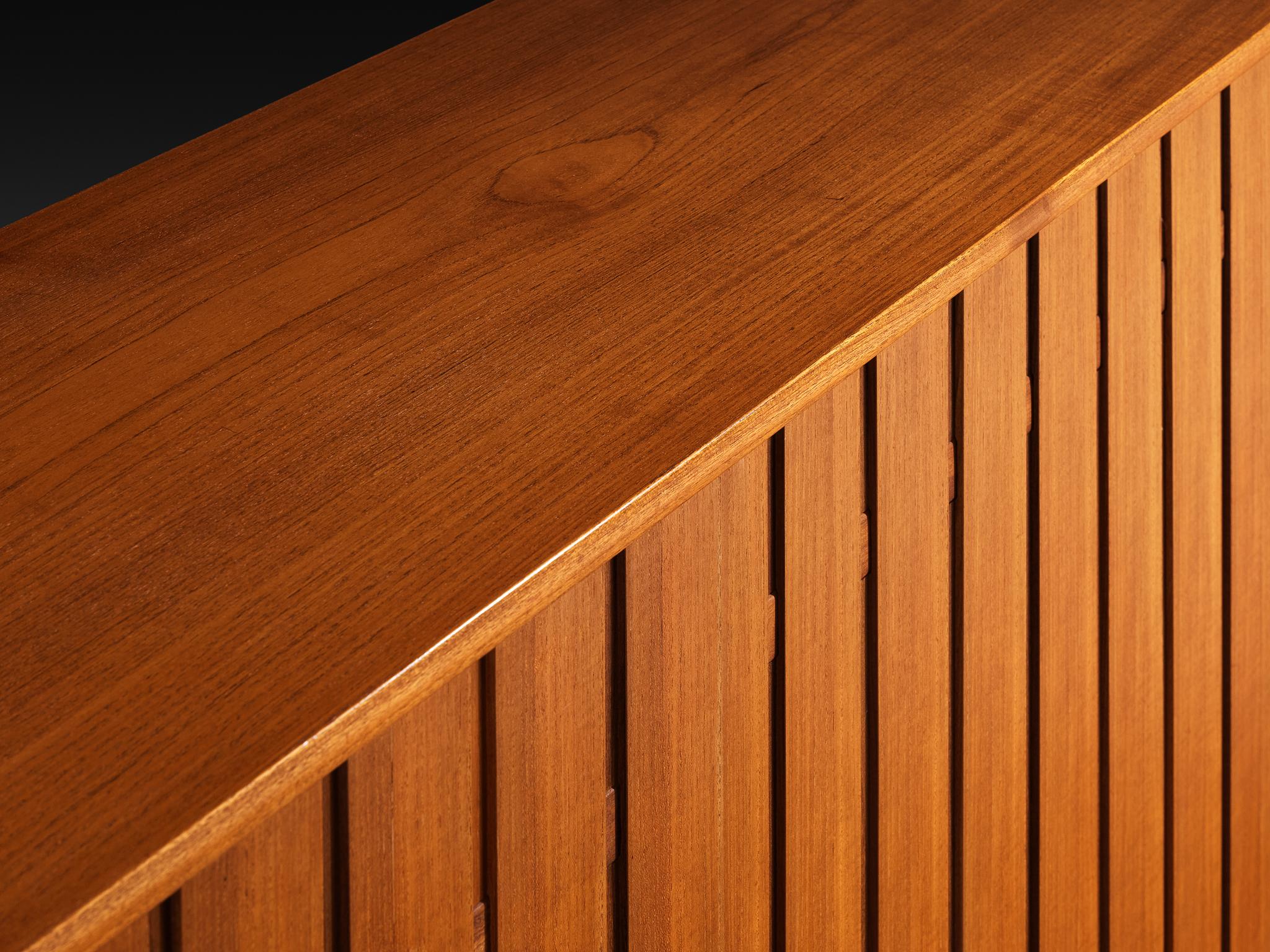 Scandinavian Sideboard With Slatted Doors in Teak