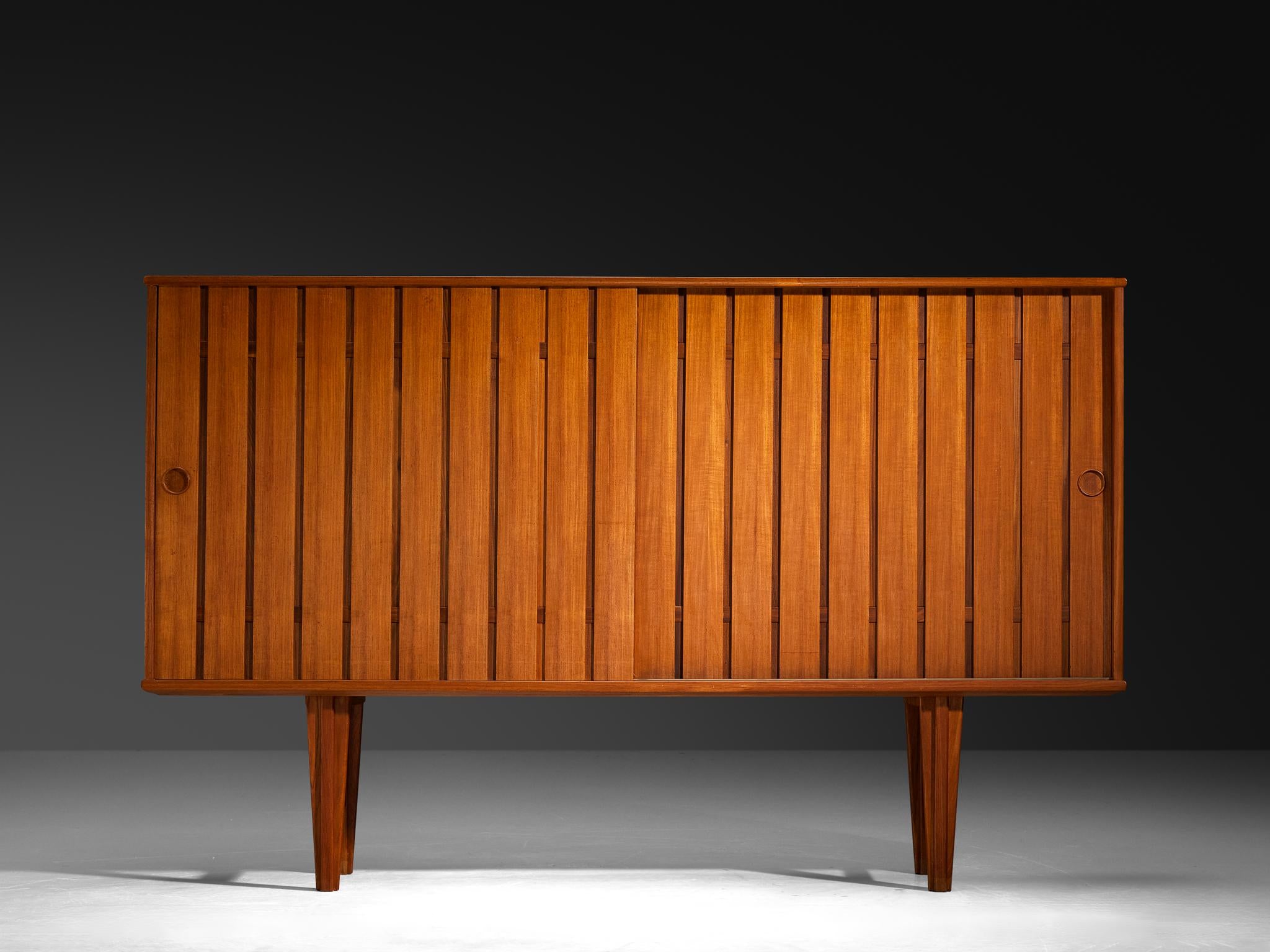 Scandinavian Sideboard With Slatted Doors in Teak