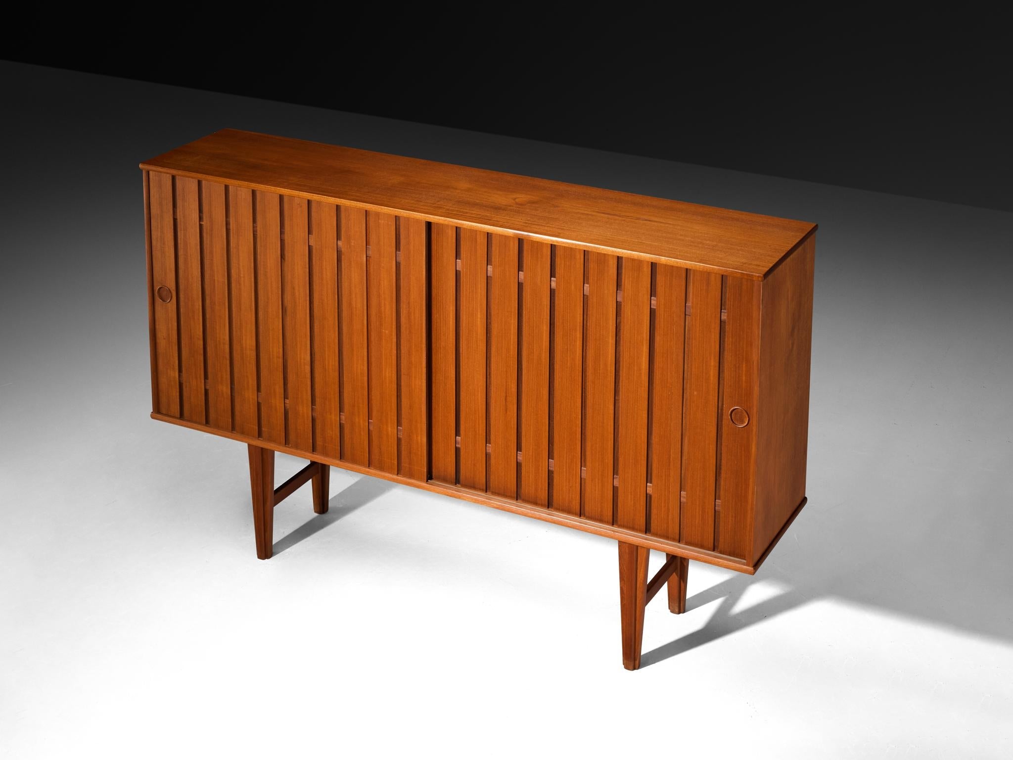 Scandinavian Sideboard With Slatted Doors in Teak