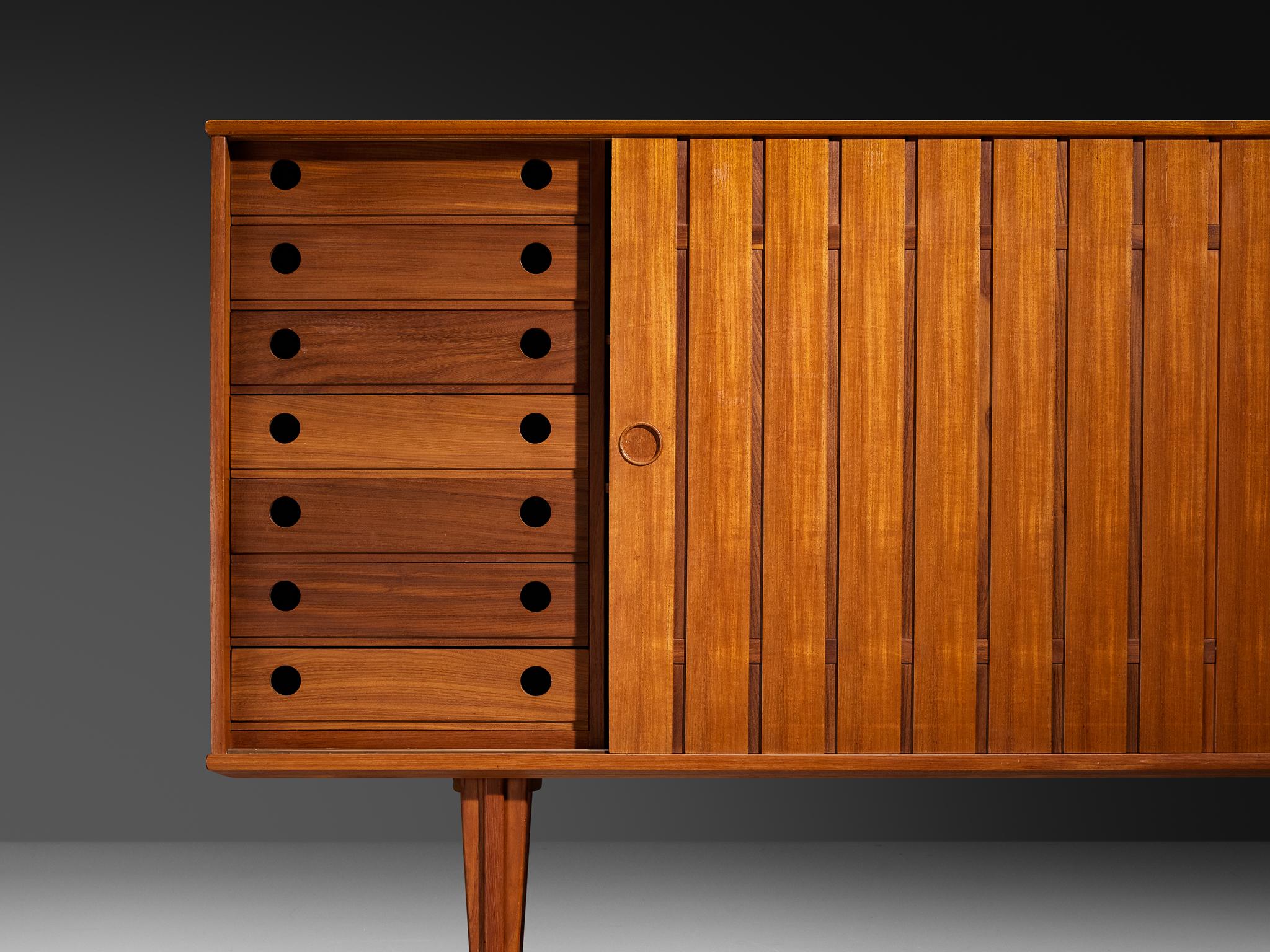 Scandinavian Sideboard With Slatted Doors in Teak