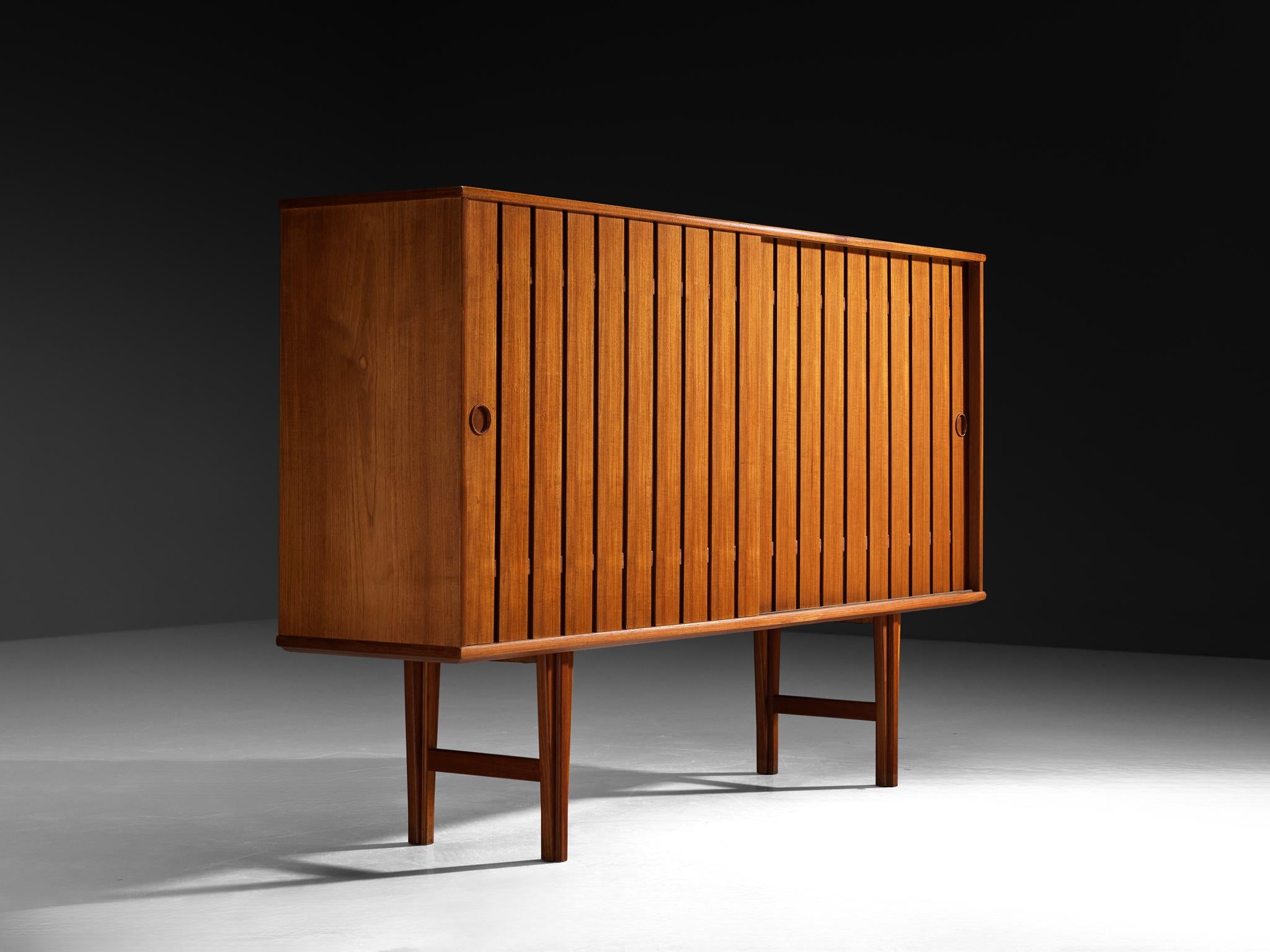 Scandinavian Sideboard With Slatted Doors in Teak