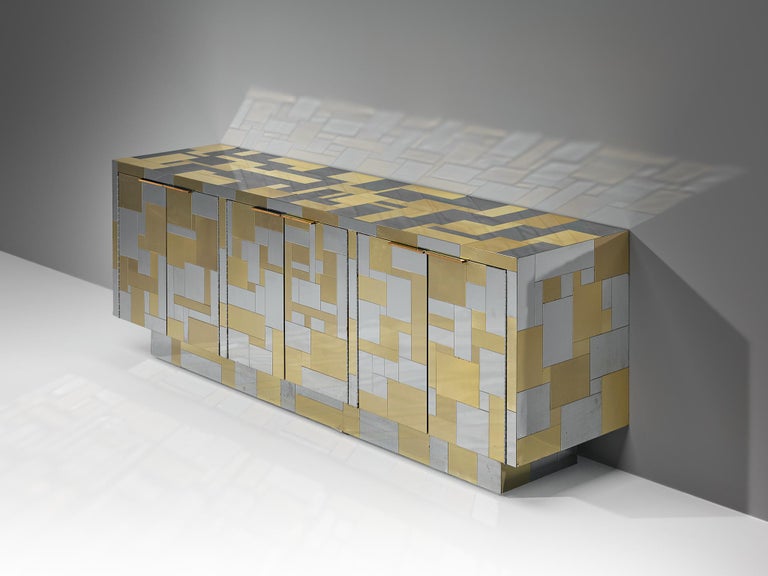 Paul Evans for Directional ‘Cityscape' PE280 Sideboard in Steel and Brass