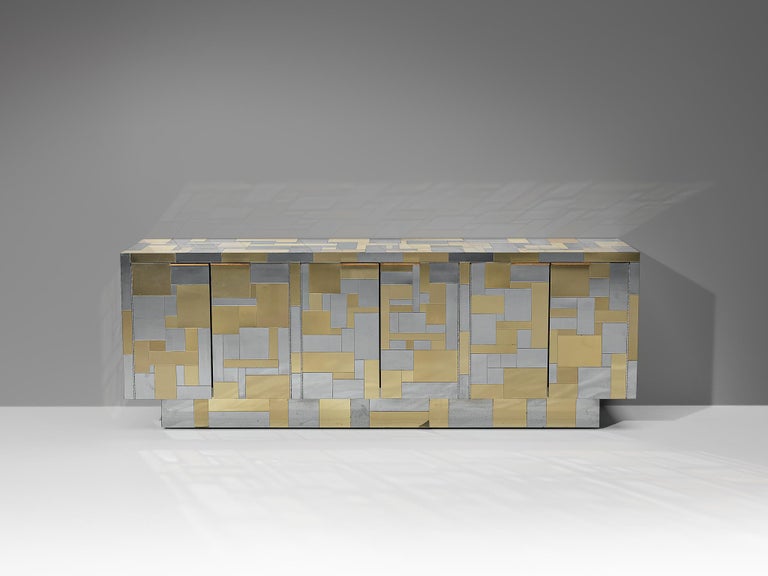 Paul Evans for Directional ‘Cityscape' PE280 Sideboard in Steel and Brass