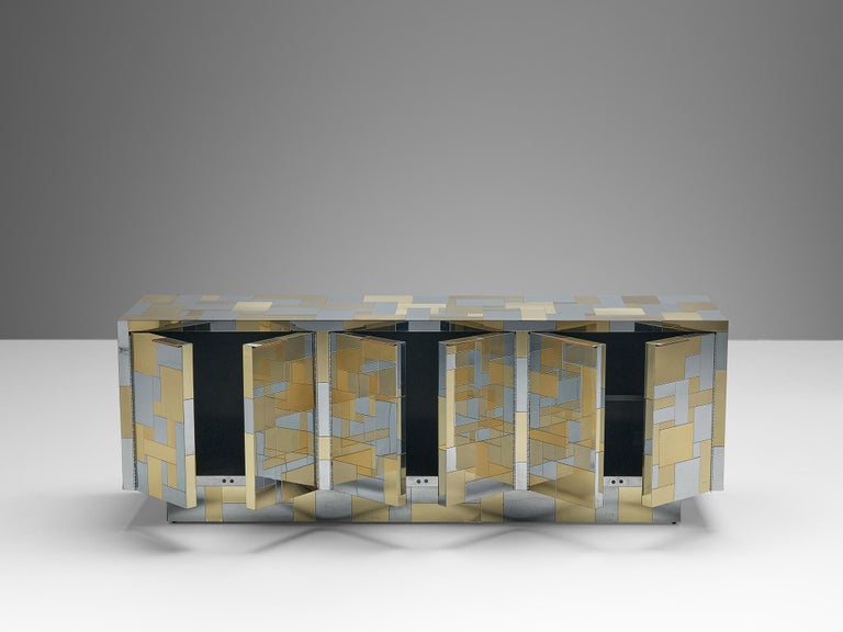 Paul Evans for Directional ‘Cityscape' PE280 Sideboard in Steel and Brass