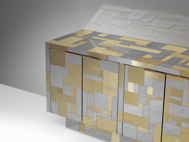 Paul Evans for Directional ‘Cityscape' PE280 Sideboard in Steel and Brass