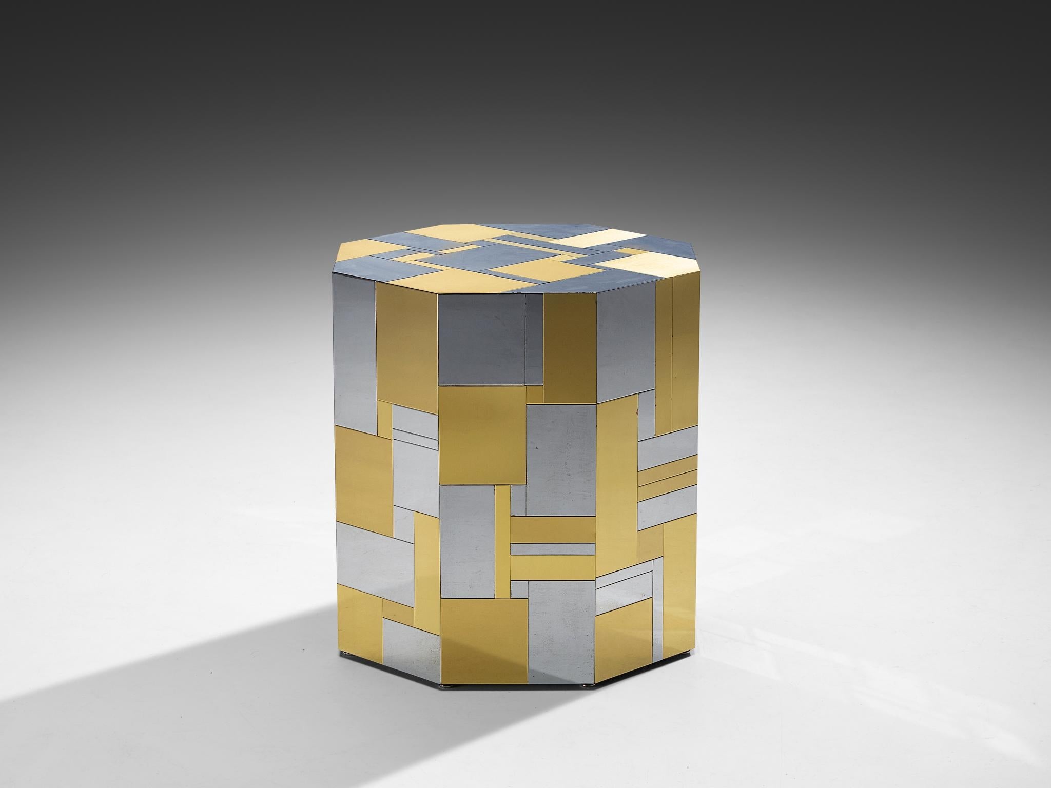 Paul Evans for Directional 'Cityscape' PE200 Side Table in Chrome and Brass