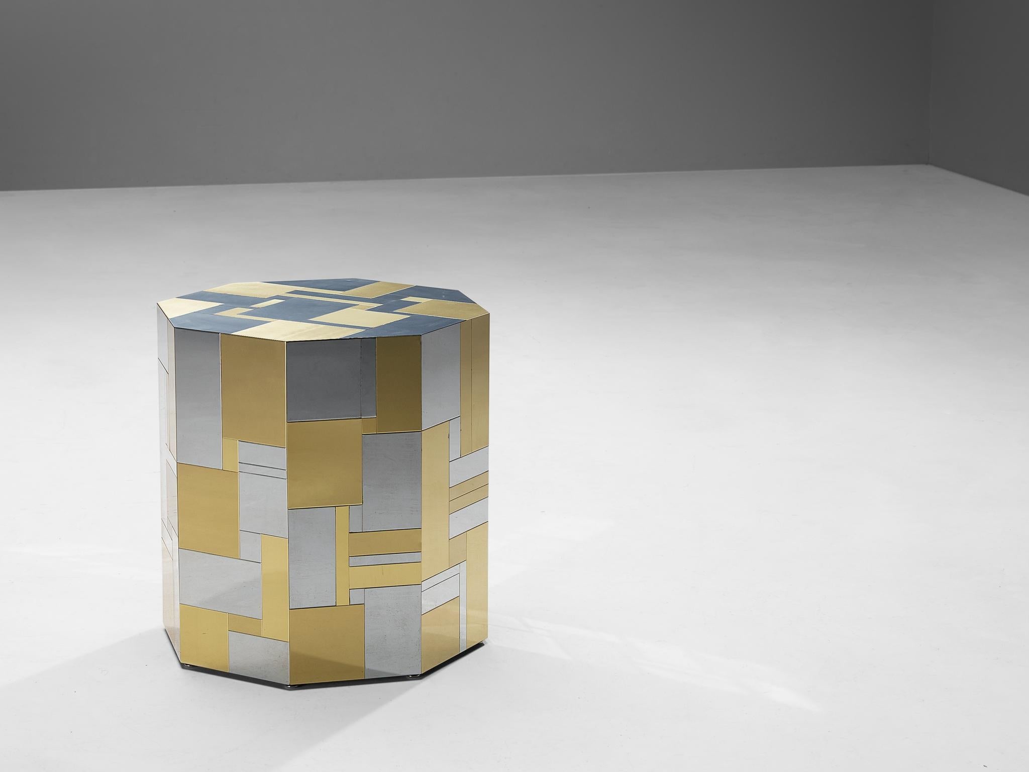 Paul Evans for Directional 'Cityscape' PE200 Side Table in Chrome and Brass